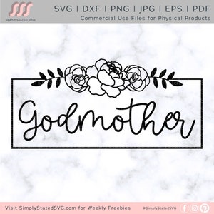 Madrinha SVG Madrinha Moldura Floral PNG Madrinha Floral SVG Madrinha Camisa Madrinha Presente Arquivo de corte Cricut Arquivo de corte de silhueta dxf pdf