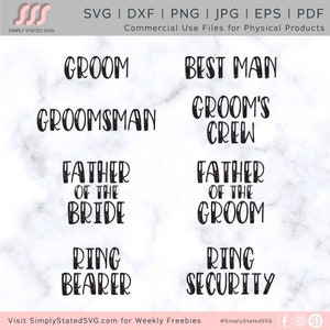 Bridal Party SVG Bundle Men&#39;s Bridal Party SVG Bundle Wedding Party SVG Bundle Wedding Svg Groom Svg Cricut cut file Silhouette cut file