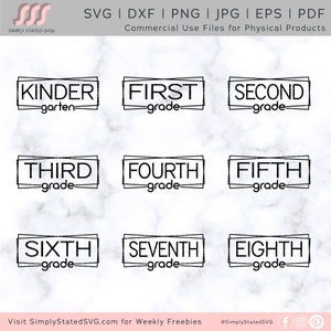 Bundle SVG pour l'école Bundle SVG pour la rentrée scolaire SVG maternelle de la 1re à la 8e année Bundle Cricut coupe fichier Silhouette coupe fichiers