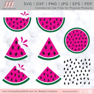 Sandía SVG Paquete Sandía SVG Sandía Rebanada SVG Fruta de Verano png Semillas de Sandía svg Sandía png Archivos Cricut Archivos de silueta