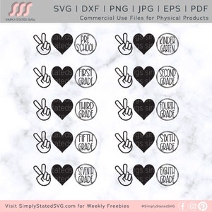 Ritorno a scuola Pacchetto SVG Pace Amore Pacchetto SVG Ritorno a scuola Pacchetto SVG Pace Amore Grado Scuola file Scuola png Cricut Silhouette file dxf