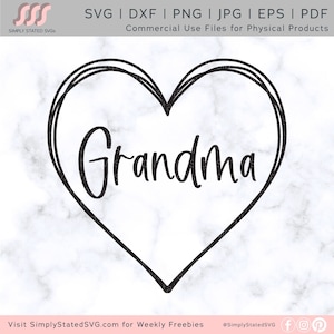 Abuela SVG Abuela Regalo Corazón Svg Abuela Camisa Abuela Png Dibujado a mano Corazón Svg Silueta cortar archivo Cricut archivos San Valentín Svg Corazón Png