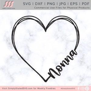 Nonna SVG Nonna PNG Nonna Shirt Heart Svg Día de la Madre SVG Nonna Regalo Dibujado a mano Corazón Svg Archivo de corte de silueta Cricut archivo de corte dxf eps jpg