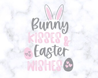 Hase küsst Ostern SVG Hasenohren SVG Ostern Wünsche SVG Hase küsst png Ostern png Cricut geschnitten Datei Silhouette geschnitten Datei Hase