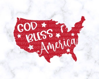 Gott segne Amerika SVG 4. Juli SVG Gedenktag SVG Gott segne Amerika SVG Cricut Projekte SVG 4. Juli SVG Cricut Schnitt Datei Silhouette Dxf PNG