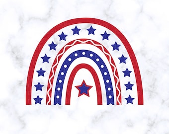 Patriotische Regenbogen SVG 4. Juli Png Unabhängigkeitstag svg Memorial Day svg USA Shirt svg Cricut geschnitten Dateien Dxf Jpg Eps Pdf Digital
