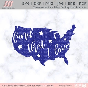 Mapa da terra que eu amo SVG 4 de julho SVG Memorial Day SVG Mapa da terra que eu amo png Cricut cut file Silhouette America svg America files dxf