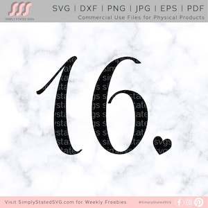 16 SVG 16 Herz SVG 16. Geburtstag SVG Sweet 16 svg Geburtstagsgeschenk svg Sweet Sixteen svg Cricut geschnitten Datei Silhouette geschnitten Datei Cricut Projects