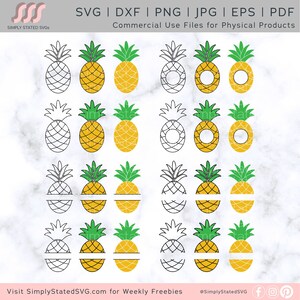 Pineapple SVG Bundle Split Pineapple SVG Bundle Pineapple Monogram SVG Pineapple png Cricut cut file Silhouette cut file dxf, jpg, eps, pdf