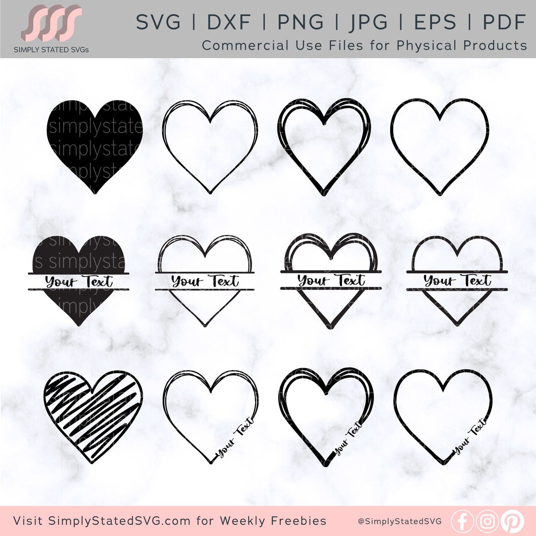 Hand Drawn Heart SVG Bundle Doodle Heart SVG Bundle Sketch Heart SVG ...