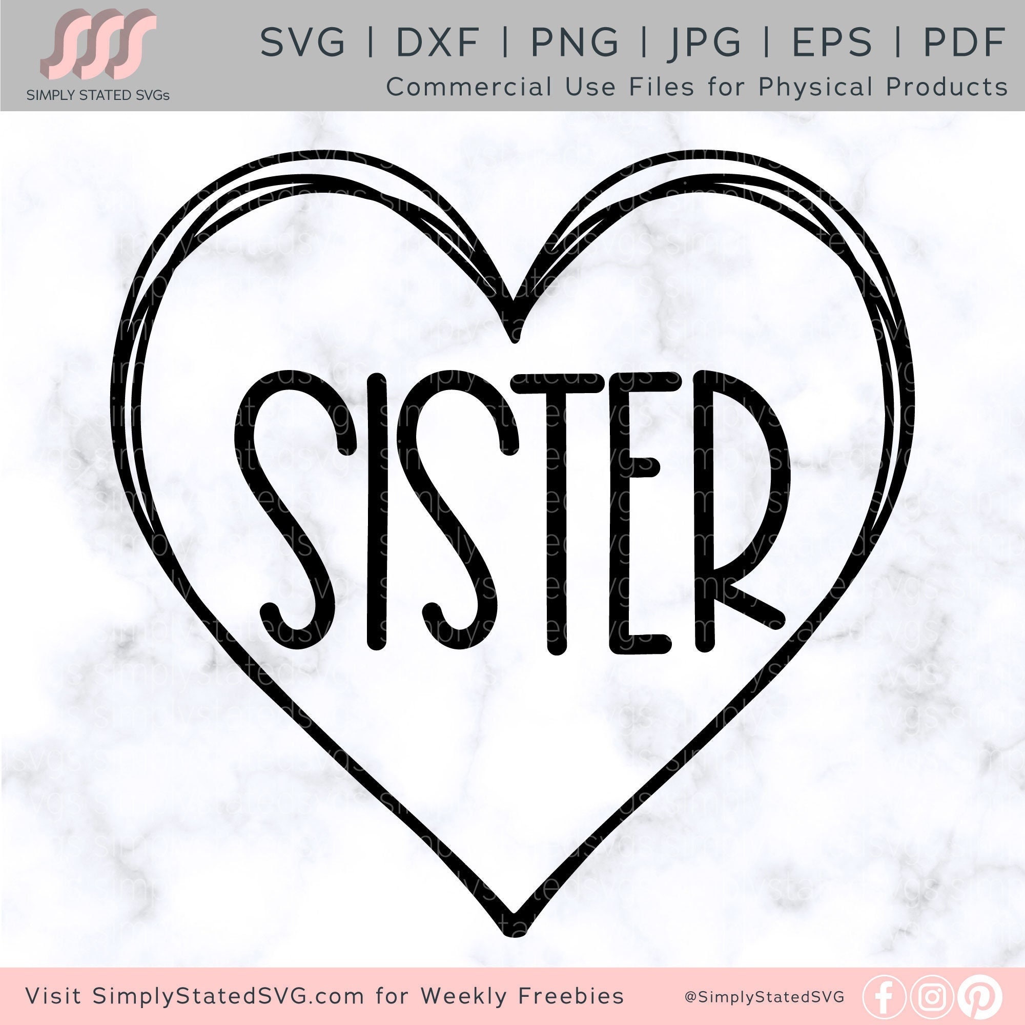 Sister Heart SVG Sister SVG Hand Drawn Heart Shirt Sister Gift - Etsy México