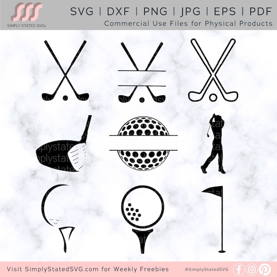 Golf SVG Bundle Golf Name SVG Golf Ball and Tee SVG Golfer svg Golf Clubs svg Golf Flag svg Cricut cut file Silhouette dxf jpg eps pdf png.