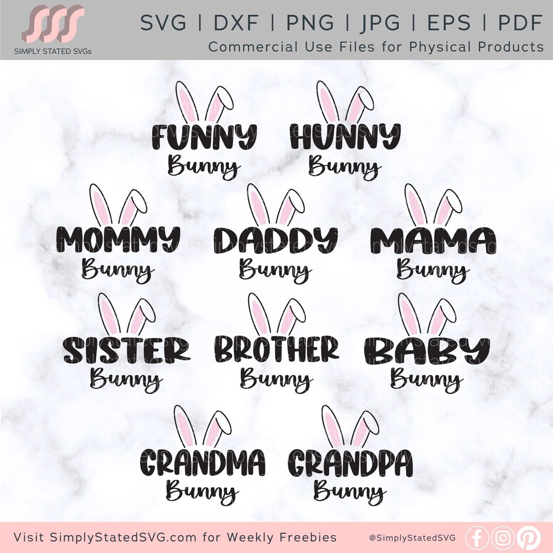 Easter Bunny SVG Bundle Easter SVG Bundle Matching Easter SVG Happy ...