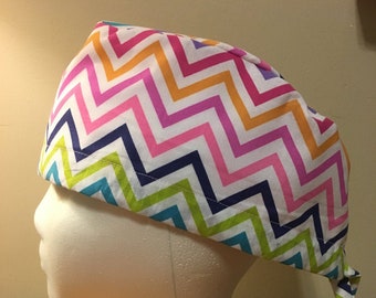 Multicolored Chevron Scrub Cap - Surgery Cap - Scrub Caps - Scrub Hats - OR Cap - OR Hat - Surgical Cap - Surgical Hat