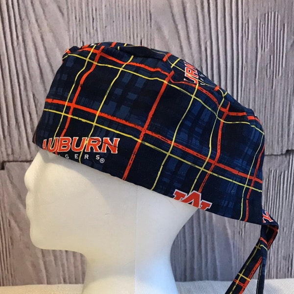 Auburn University Scrub Cap - Plaid Option - Surgery OR Surgical Hat Cap