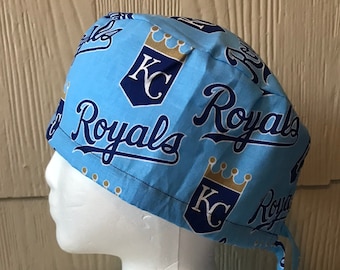 Kansas City Royals Scrub Cap- Light Blue Version *Last cap made with solid colored tie - Surgery Surgical OR Hat