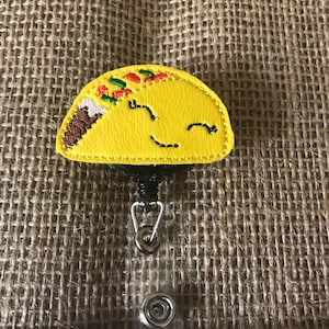 Happy Taco Badge Reel - ID Badge Reel - Badge Holder - Lanyard Badge Holder - Medical - Business - Teacher