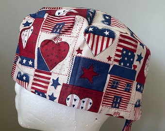 Americana Country Scrub Cap - Surgery Cap - Scrub Caps Hat - Surgical Cap Hat