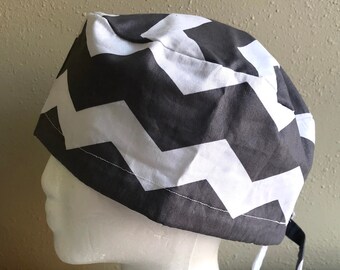 Gray Chevron Scrub Cap - Surgery Cap - Scrub Caps Hat - Surgical Cap Hat