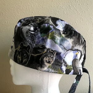 Wolves and Eagles Scrub Cap - Surgery Cap - Scrub Caps Hat - Surgical Cap Hat