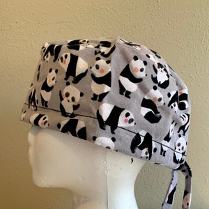 Playful Pandas Flannel Scrub Cap - Surgery Cap - Surgery Hat - OR Cap - OR Hat - Surgical Cap - Surgical Hat - Scrub Caps - Scrub Hats