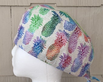 Rainbow Pineapples Scrub Cap - Surgery Surgical OR Hat