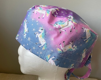 Unicorns and Stars Scrub Cap - Surgery Cap - Scrub Caps Hat - Surgical Cap Hat