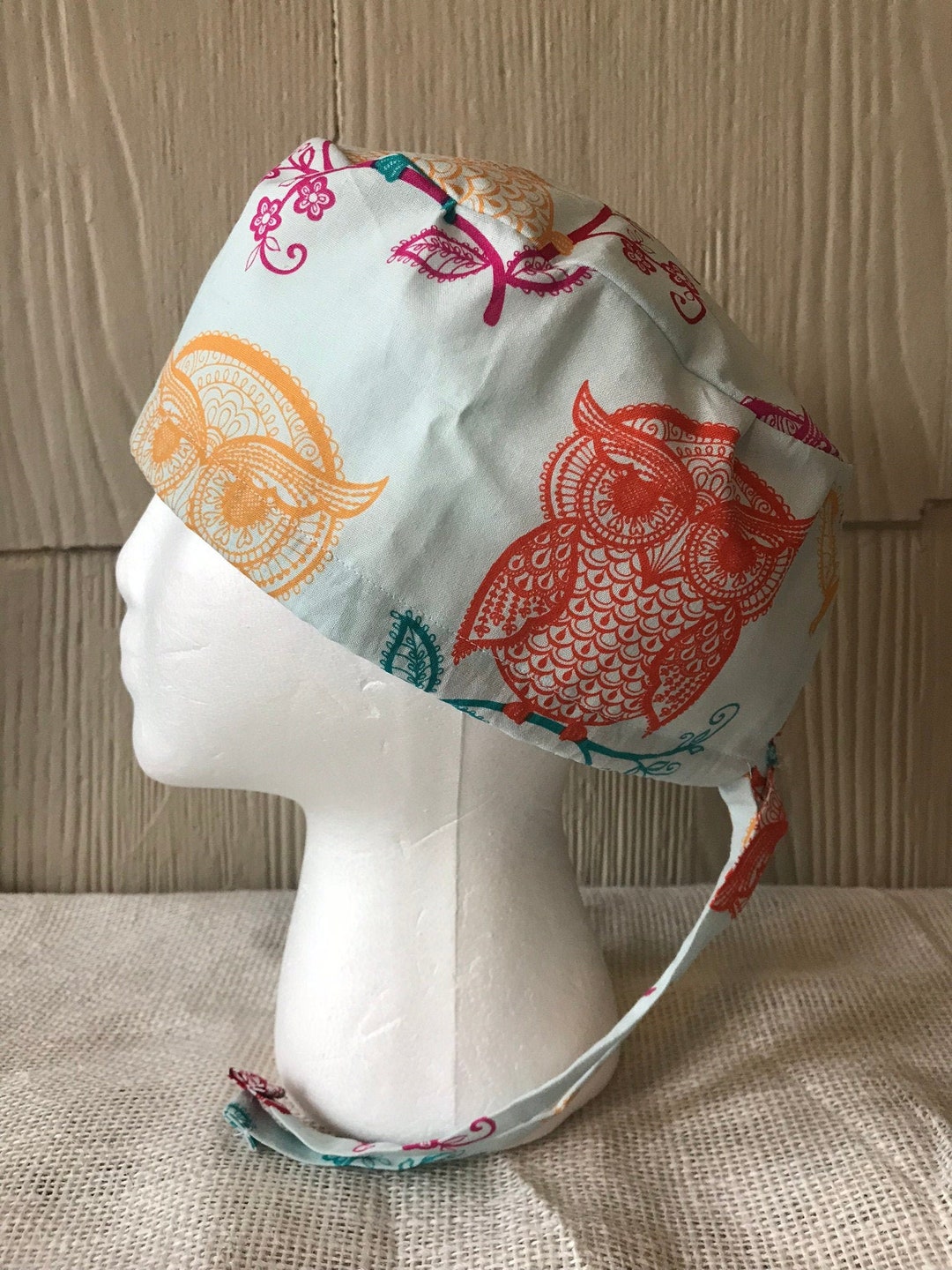 Light Blue Owl Scrub Cap Surgery Cap Scrub Caps Scrub Etsy