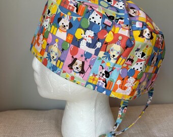 Party Puppies Scrub Cap - Surgery Cap - Scrub Caps Hat - Surgical Cap Hat