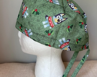 Bluey and Bingo Christmas Scrub Cap - Surgery Surgical OR Hat
