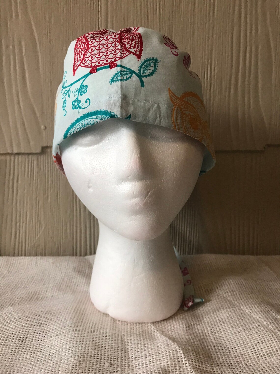 Light Blue Owl Scrub Cap Surgery Cap Scrub Caps Scrub Etsy