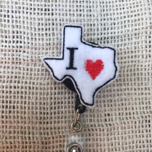 I Heart Texas Badge Reel - I Love Texas - ID Badge Reel - Badge Holder - Lanyard Badge Holder - Medical - Business - Teacher