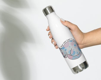 Your Own Pace Is Purrfect - White Stainless Steel Water Bottle