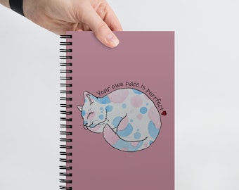 Your Own Pace Is Purrfect - Pink Spiral Notebook