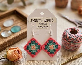 Micro Crochet, Granny Square, Handmade Earrings