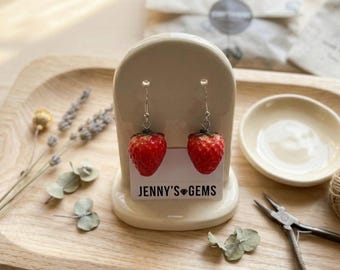 Sweet & Realistic Strawberry Dangle Earrings