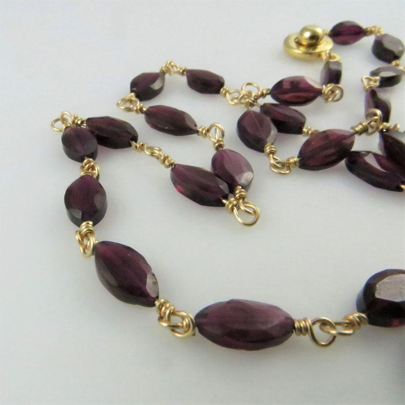 Faceted Garnet, Gold-Filled Necklace, 19.5 in. Classic, Bold Ready to Ship N101 image 1