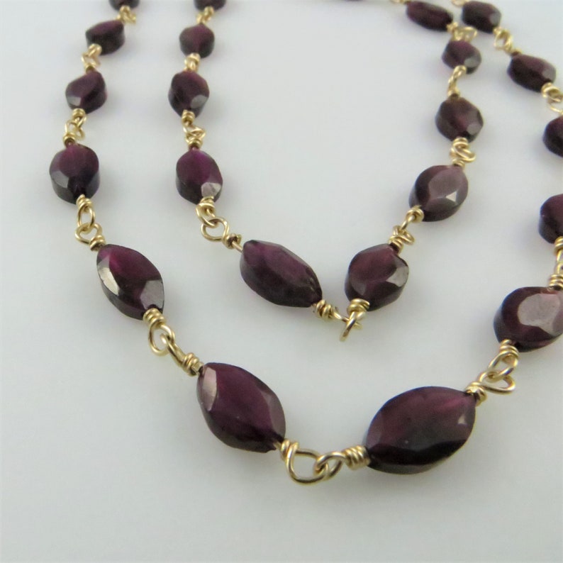 Faceted Garnet, Gold-Filled Necklace, 19.5 in. Classic, Bold Ready to Ship N101 image 5