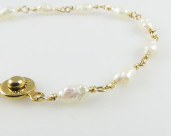 Pearl Bracelet - Gold Fill, Freshwater Pearls - Ready to Ship (B105)