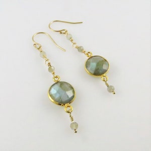 Labradorite Dangle Earrings Gold Fill, Gemstone Beads Ready to Ship E104 image 5