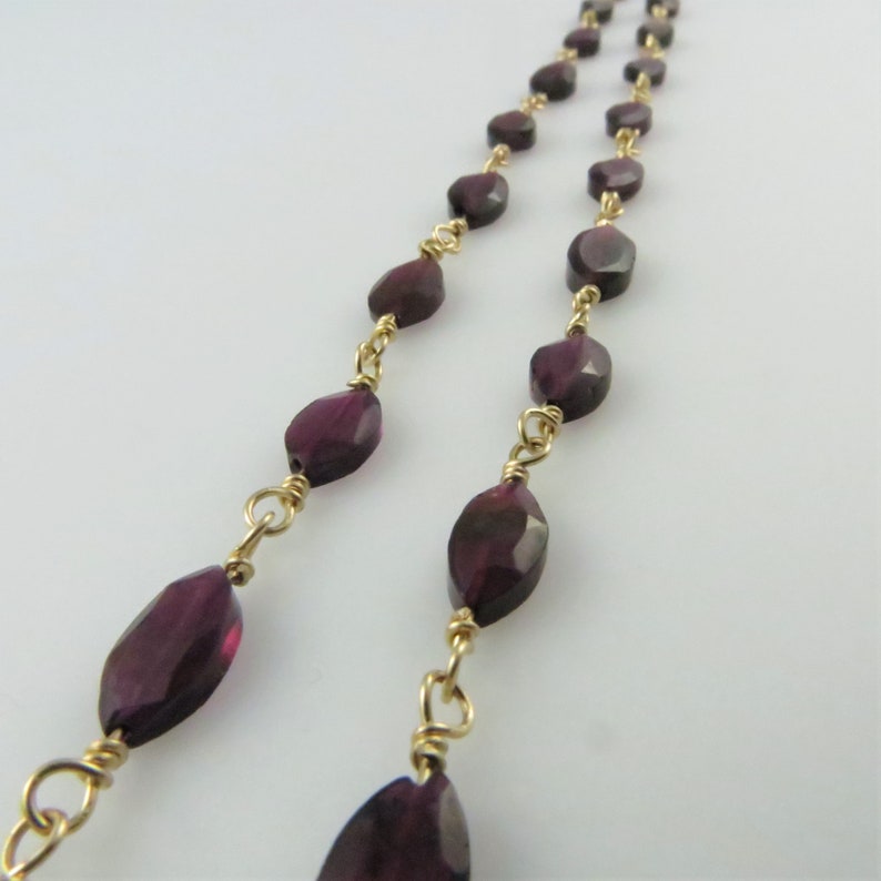 Faceted Garnet, Gold-Filled Necklace, 19.5 in. Classic, Bold Ready to Ship N101 image 3