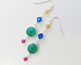 Basic Colors Earrings - Sterling Silver, Swarovski Crystal - Ready to Ship (E249)