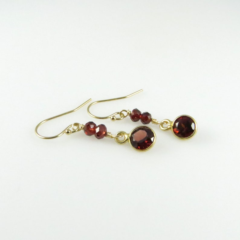 Genuine Garnet Dangle Earrings Gold Fill Ready to Ship E188 image 4