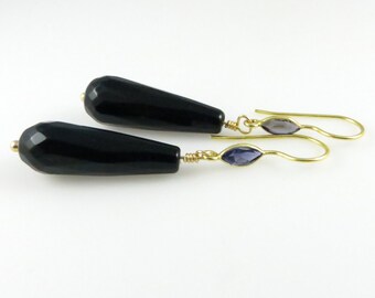 Modern Onyx Earrings - Gold Fill - Ready to Ship (E216)