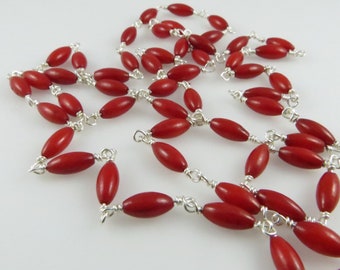 Red Coral, Sterling Silver Necklace, 19.5 in. - Classic, Bold - Ready to Ship (N116)