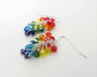 Rainbow Cluster Earrings - Available in Gold-Filled or Sterling Silver - Ready to Ship (E135)