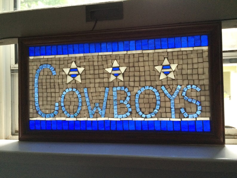 Dallas Cowboys mosiac stained glass panel hanging window art Etsy