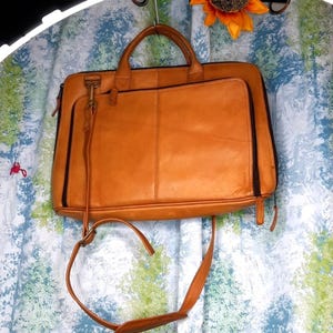 Camel colored leather professional briefcase