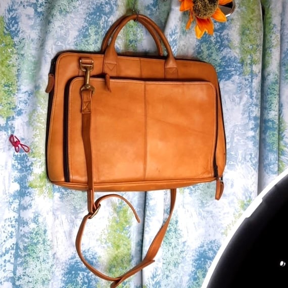 Camel colored leather professional briefcase - image 2