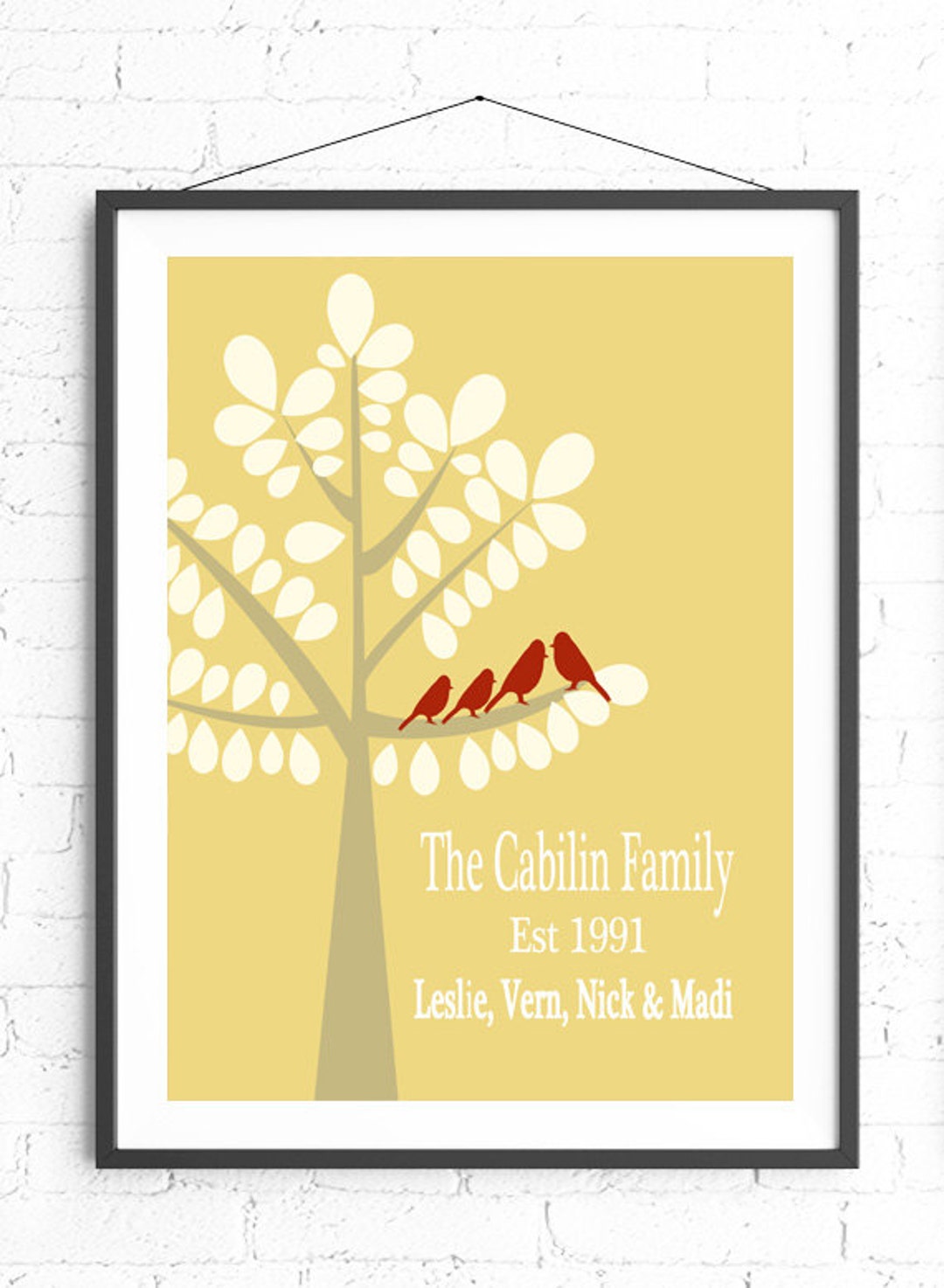 Custom Family Tree Art Personalized Anniversary Present Etsy